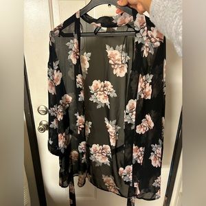 See through Women’s Floral Print Cardigan Size L